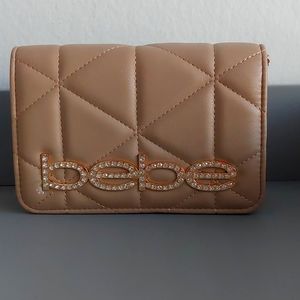 Bebe Zaza Flap Quilted Crossbody Beige
